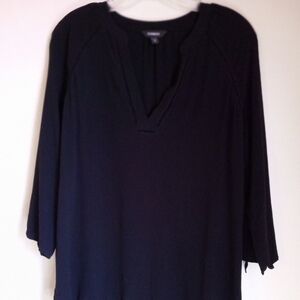 Express vneck black tunic with button tab roll up sleeves